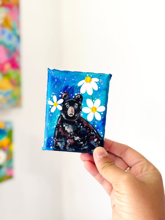 Black Bear Floral Mini Canvas 7