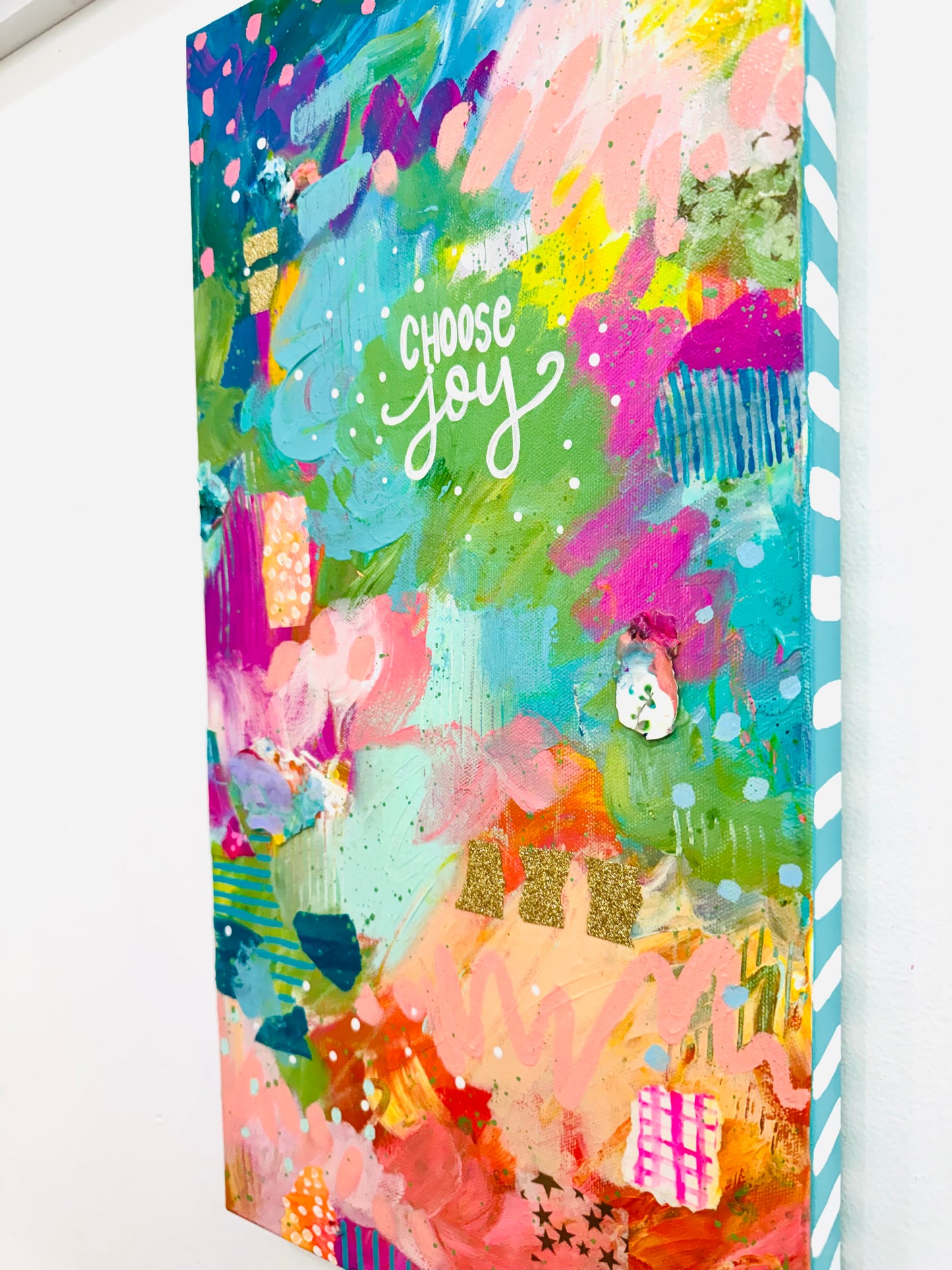 "Choose Joy Abstract Collage" Original Painting #28 of 52 Weeks of Colorful Joy 2026