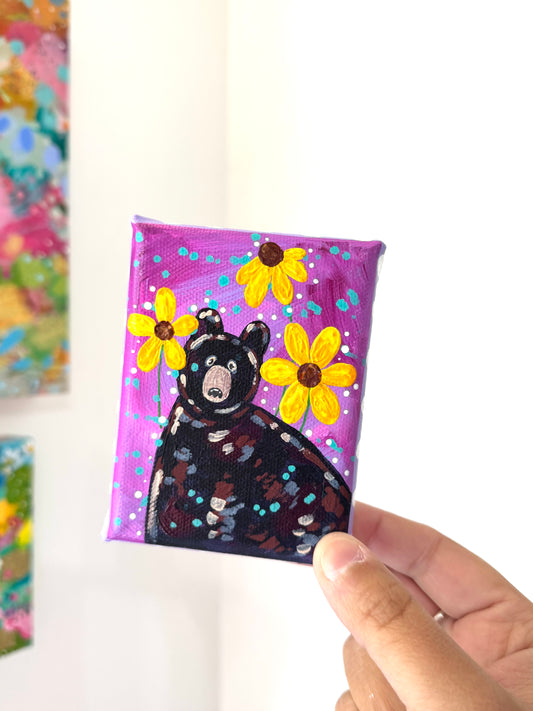 Black Bear Floral Mini Canvas 5