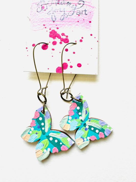 Colorful, Hand Painted Butterfly Earrings 28