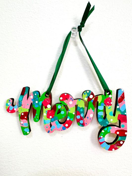 Hand Painted Merry Christmas Ornament 5