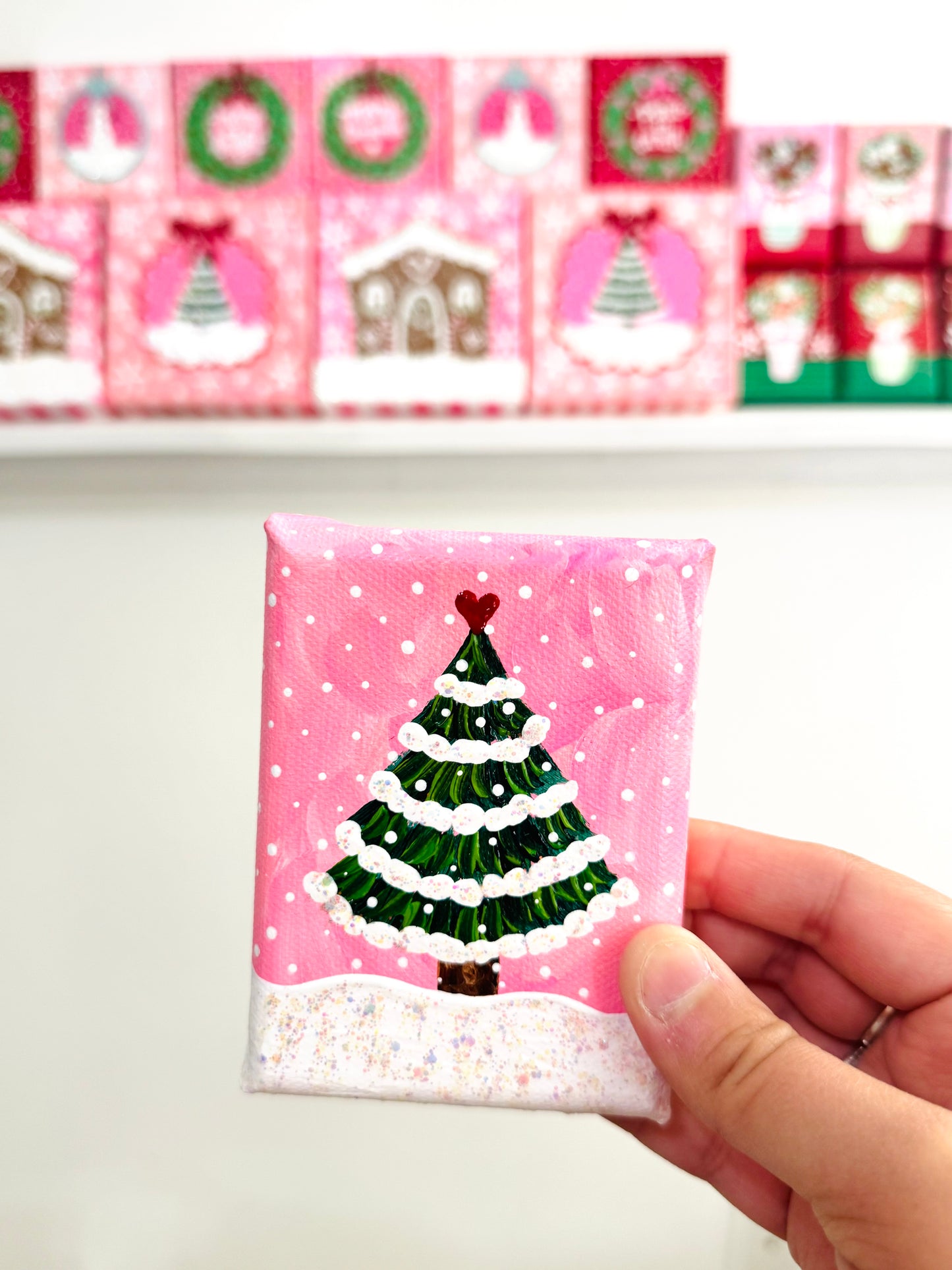 Pink Christmas Tree Mini Canvas 5