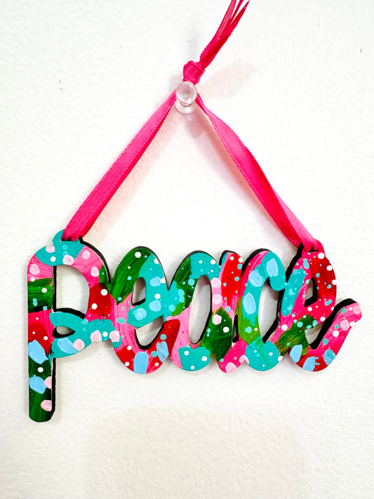 Hand Painted Peace Christmas Ornament 9