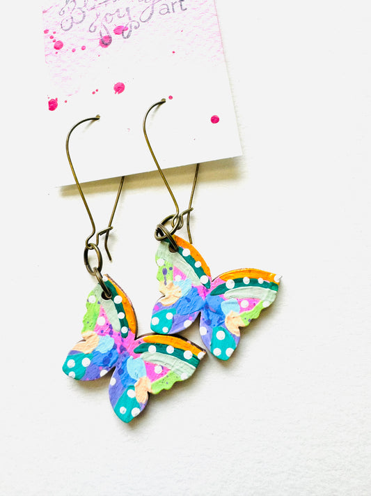 Colorful, Hand Painted Butterfly Earrings 26