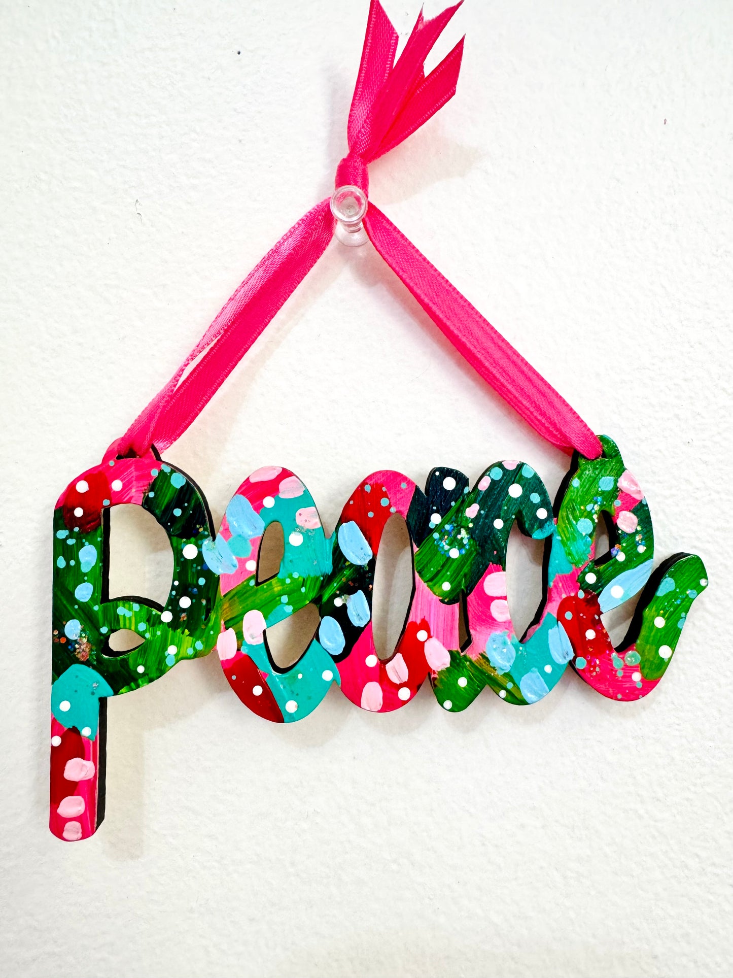 Hand Painted Peace Christmas Ornament 5