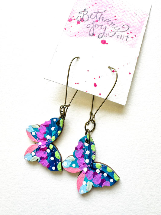 Colorful, Hand Painted Butterfly Earrings 2