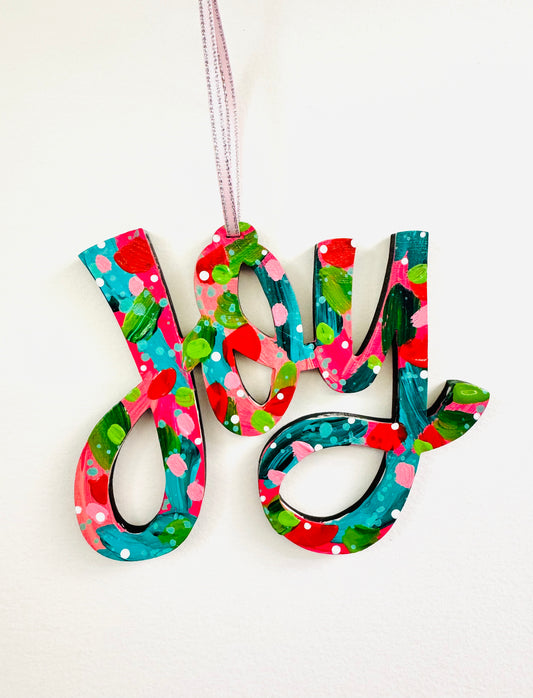 Hand Painted Joy Christmas Ornament 16