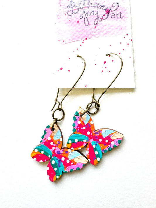 Colorful, Hand Painted Butterfly Earrings 12