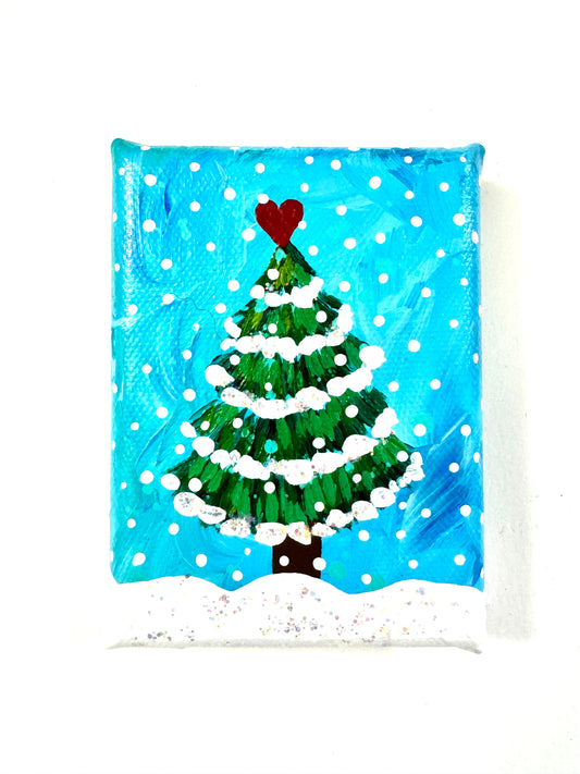 Blue Christmas Tree Mini Canvas 2