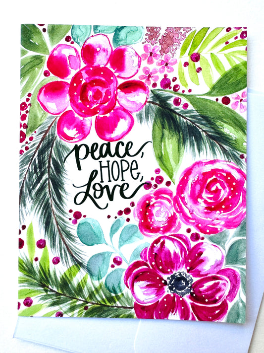 “Peace, Hope, Love” Card with Envelope