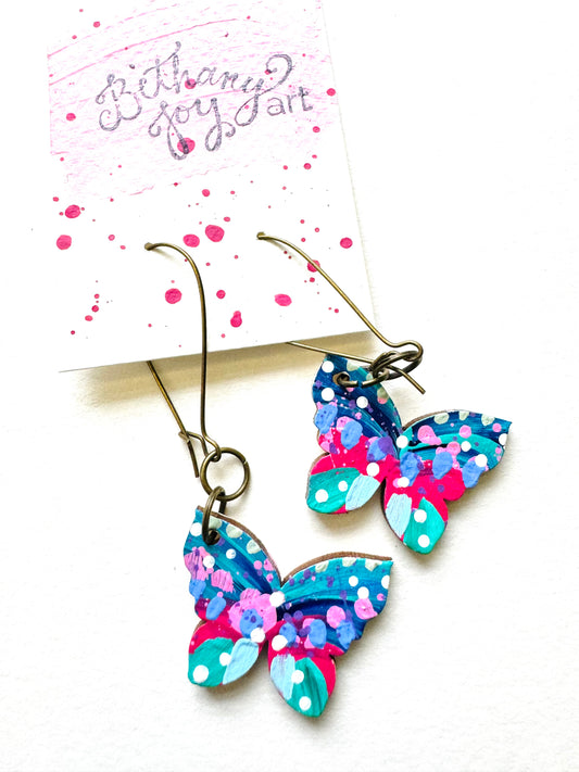 Colorful, Hand Painted Butterfly Earrings 29