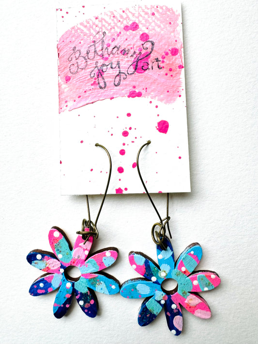 Colorful, Hand Painted Flower Earrings 66