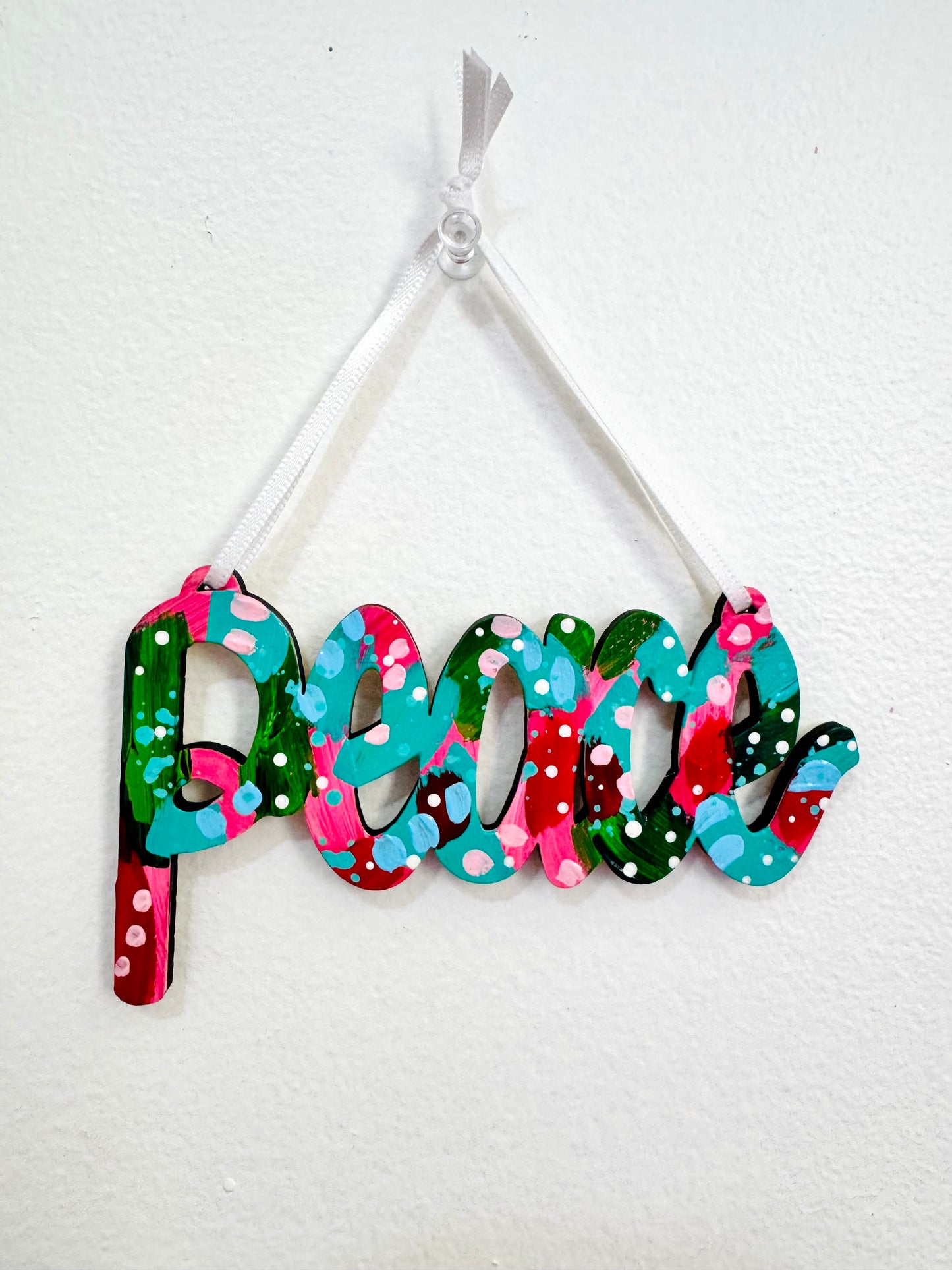 Hand Painted Peace Christmas Ornament 12