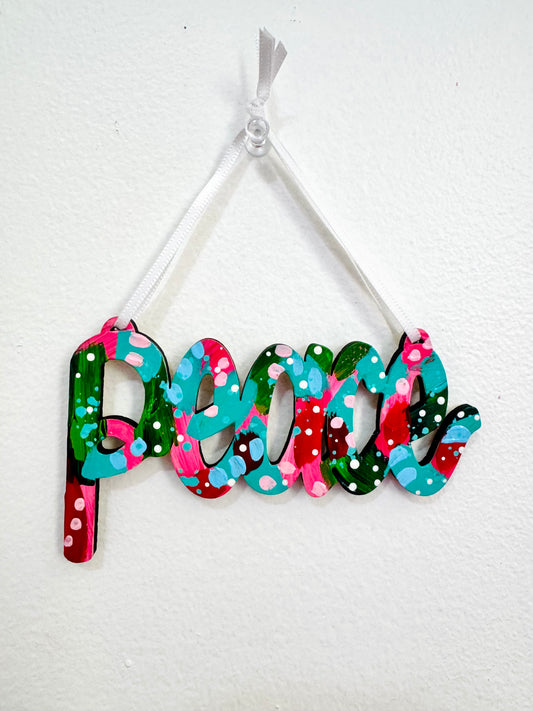 Hand Painted Peace Christmas Ornament 12