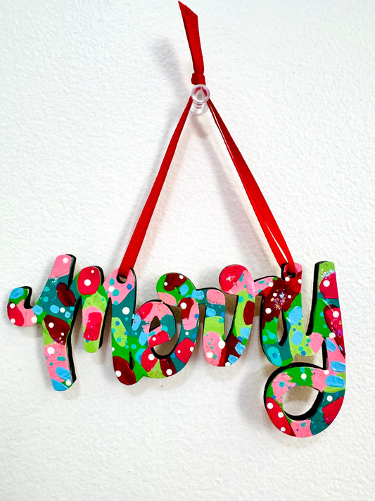 Hand Painted Merry Christmas Ornament 12