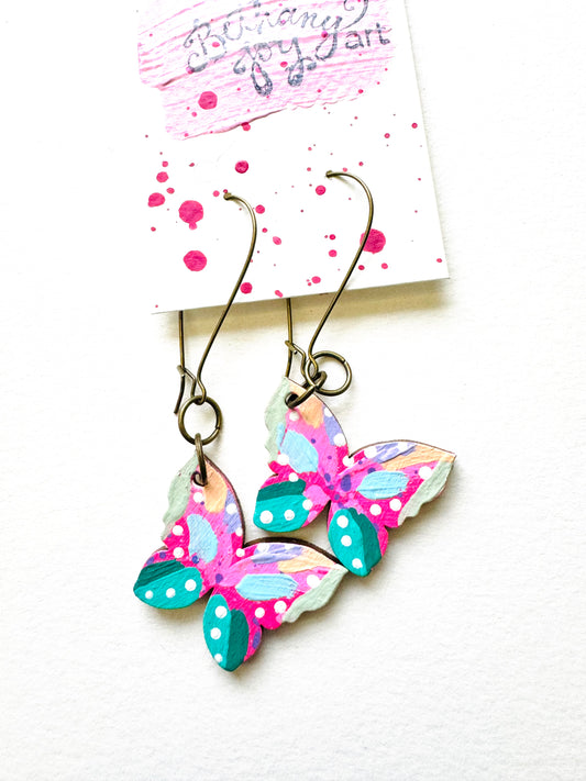 Colorful, Hand Painted Butterfly Earrings 16