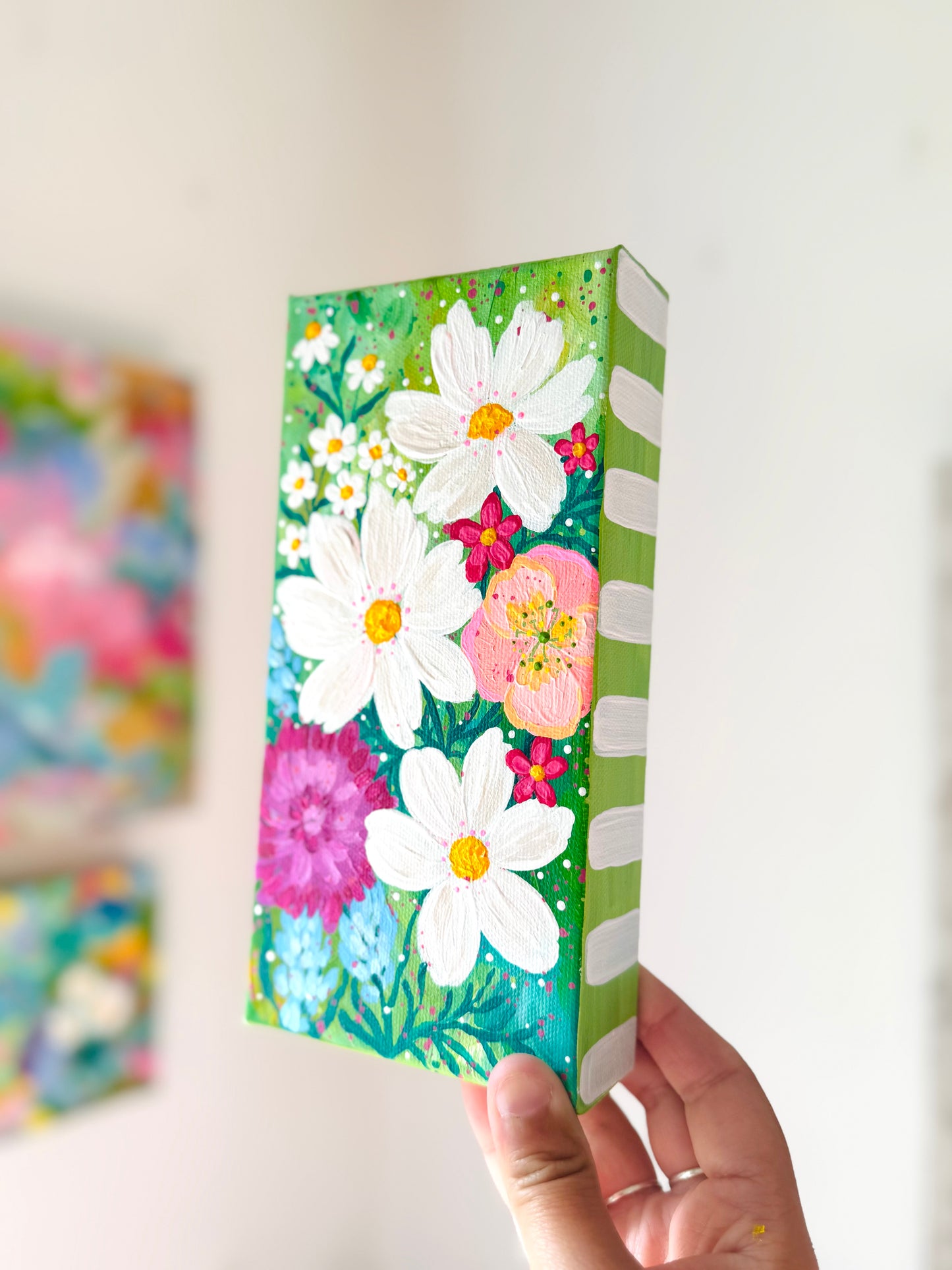 "Summer Meadow" Original Beach Painting on 4x8 inch canvas