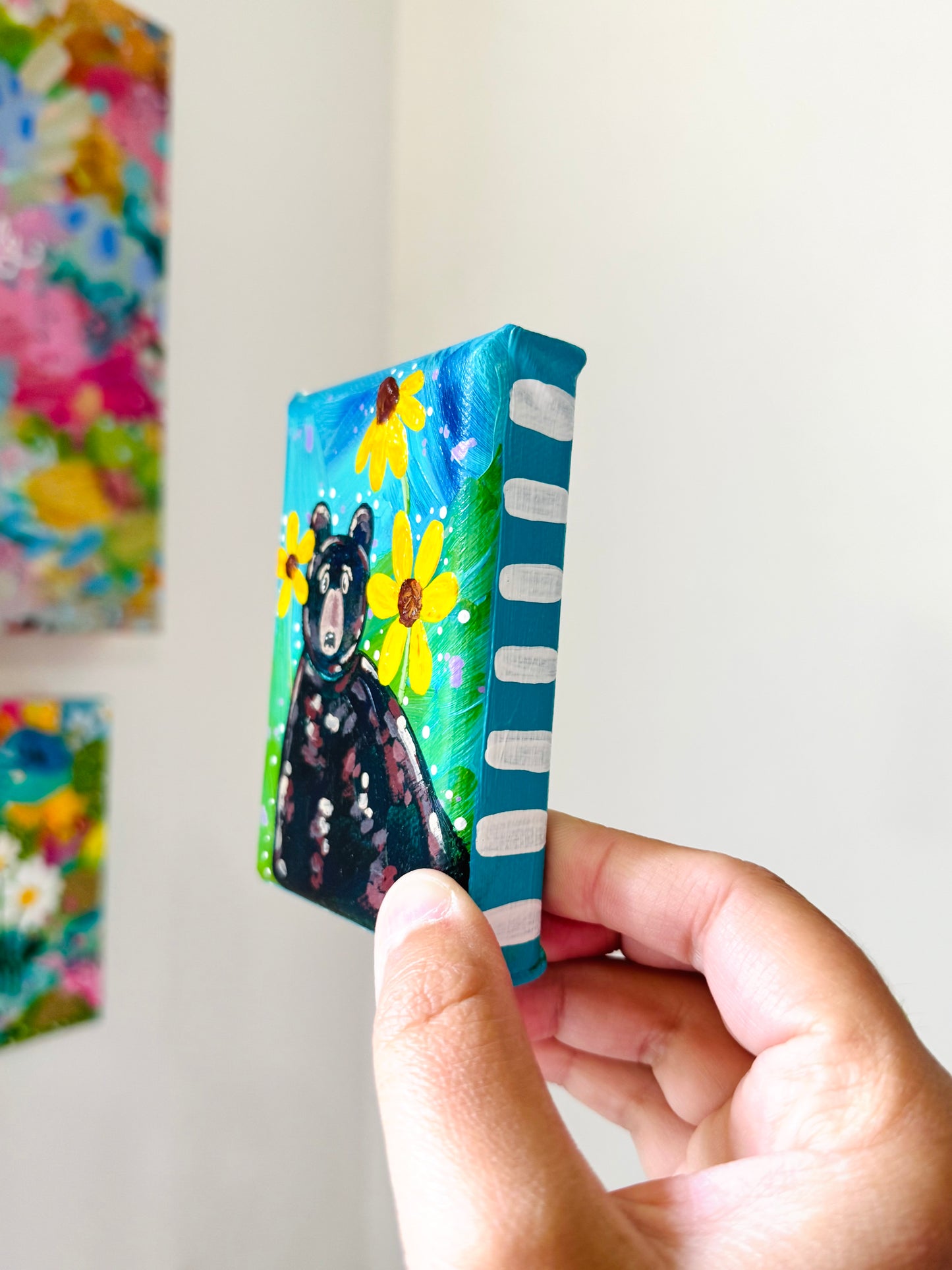 Black Bear Floral Mini Canvas 8