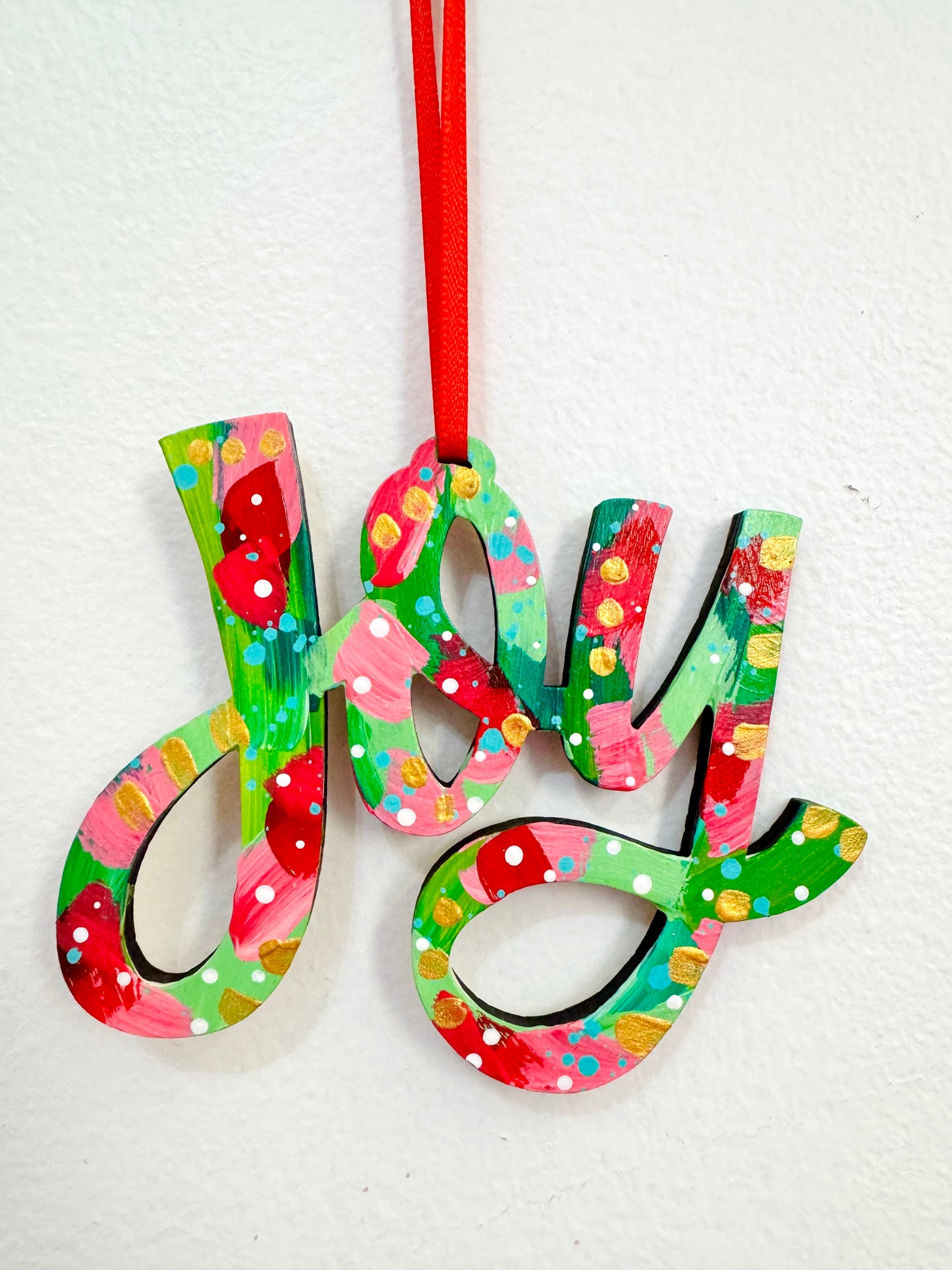 Hand Painted Joy Christmas Ornament 8