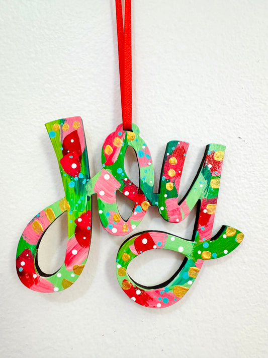 Hand Painted Joy Christmas Ornament 8