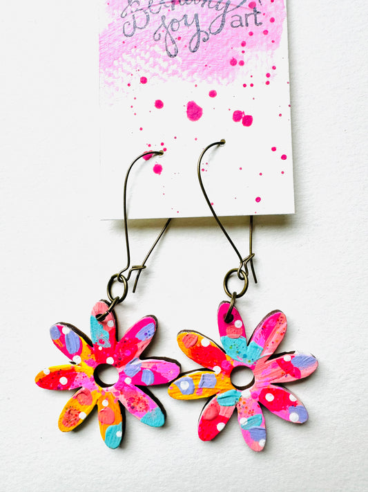 Colorful, Hand Painted Flower Earrings 51