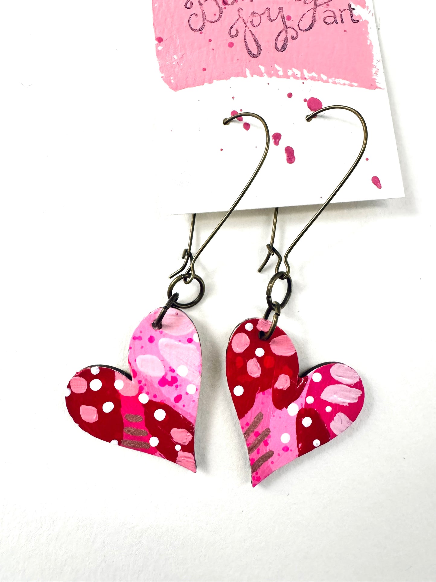 Colorful, Hand Painted, Valentine Heart Shaped Earrings 16