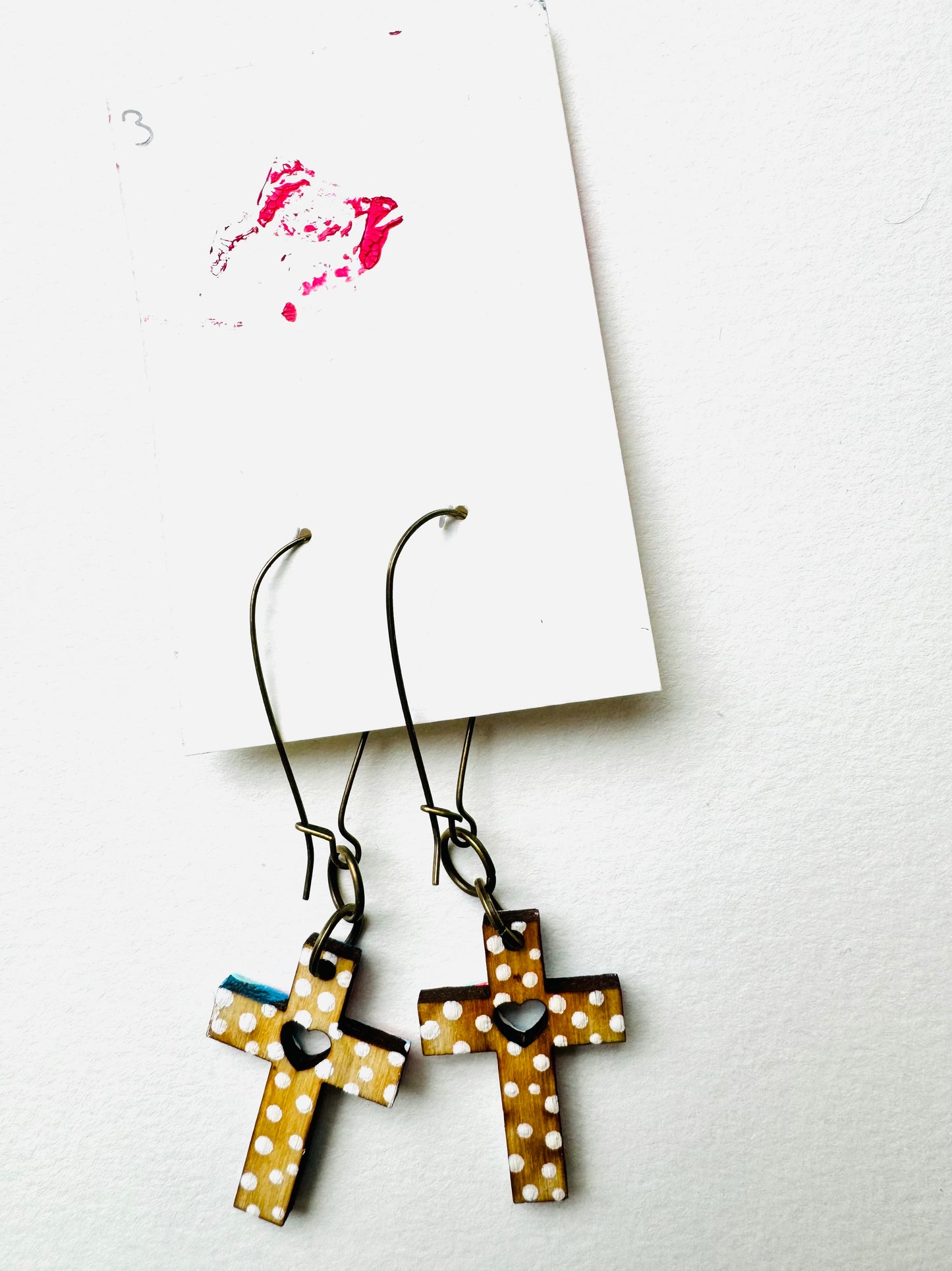 Colorful, Hand Painted Cross Earrings 3