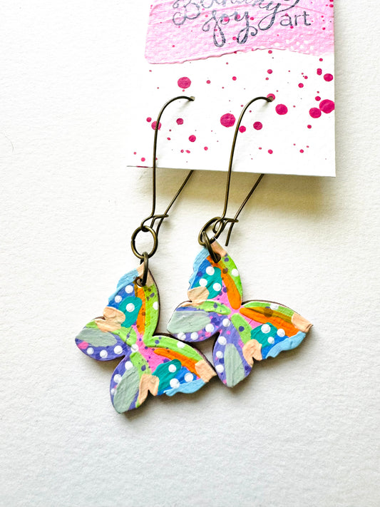 Colorful, Hand Painted Butterfly Earrings 11
