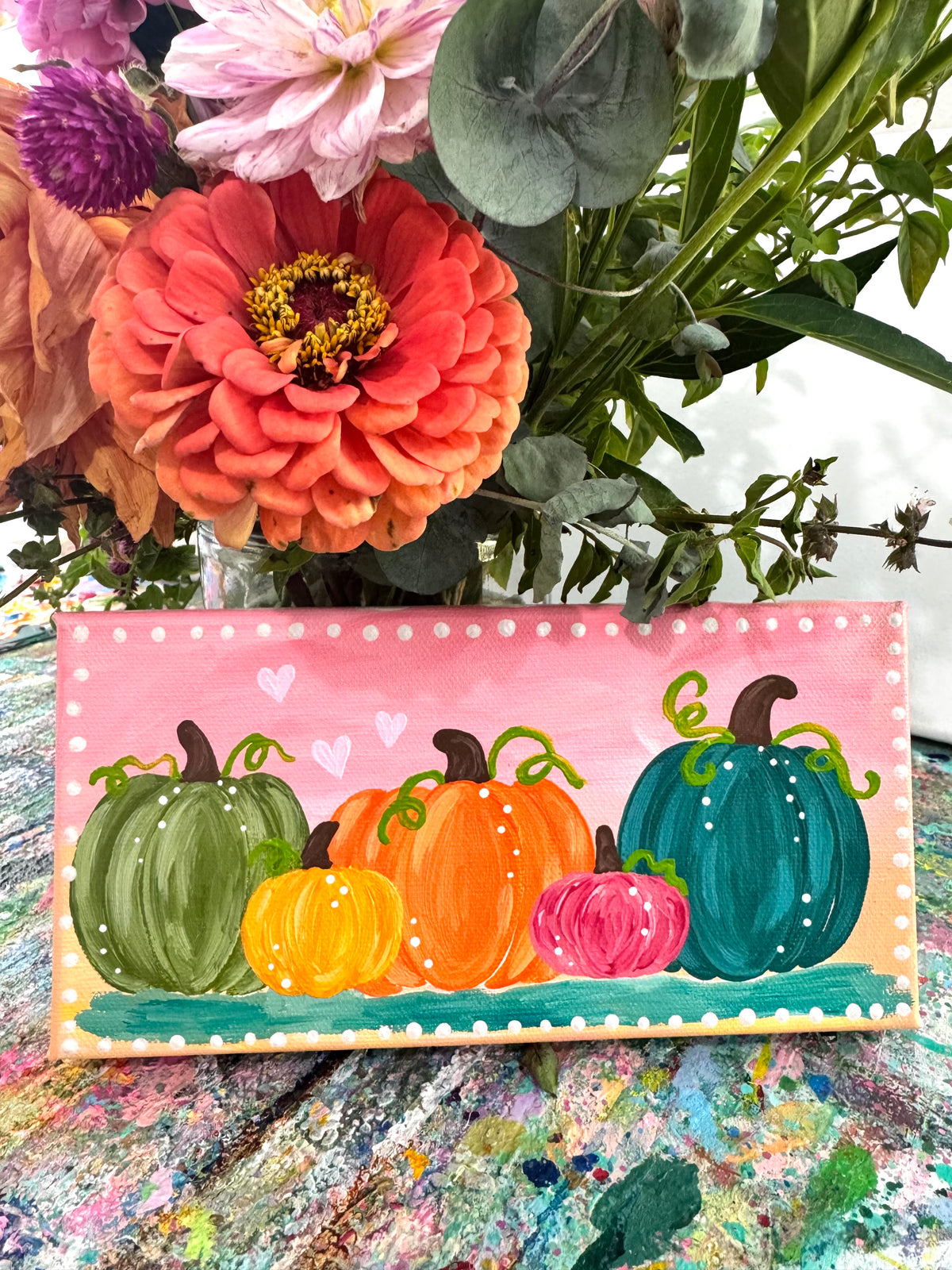 "Rainbow of Pumpkins" Original Painting #39 of 52 Weeks of Colorful Joy 2026