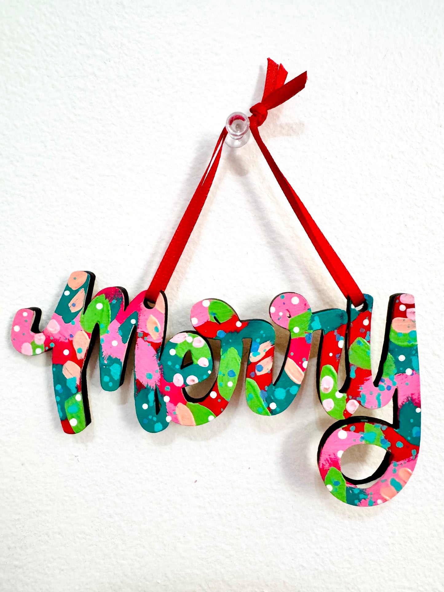 Hand Painted Merry Christmas Ornament 9