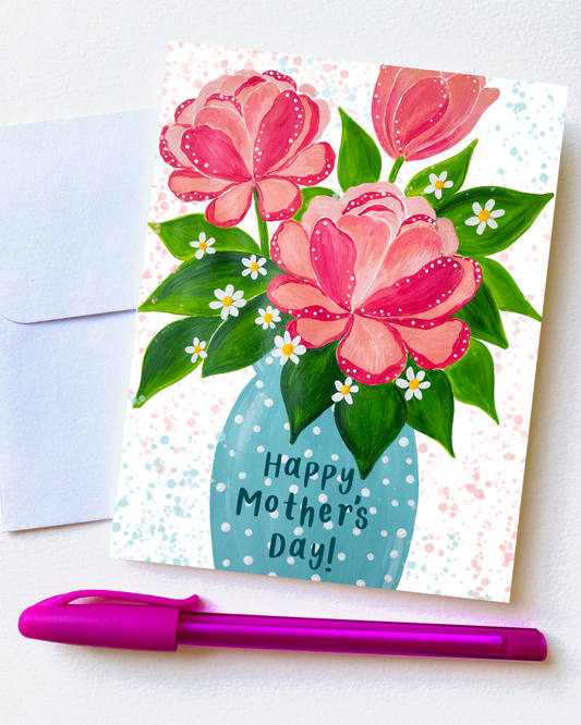 "Happy Mother's Day Peonies" Card with Envelope