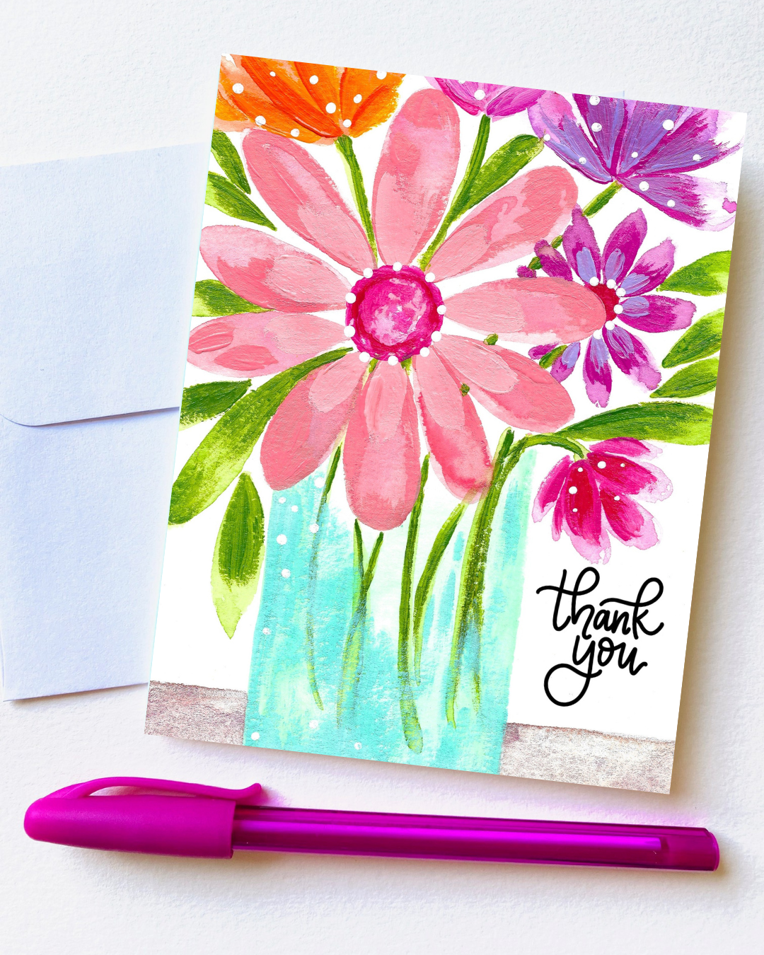 "Thank You Floral" Card with Envelope