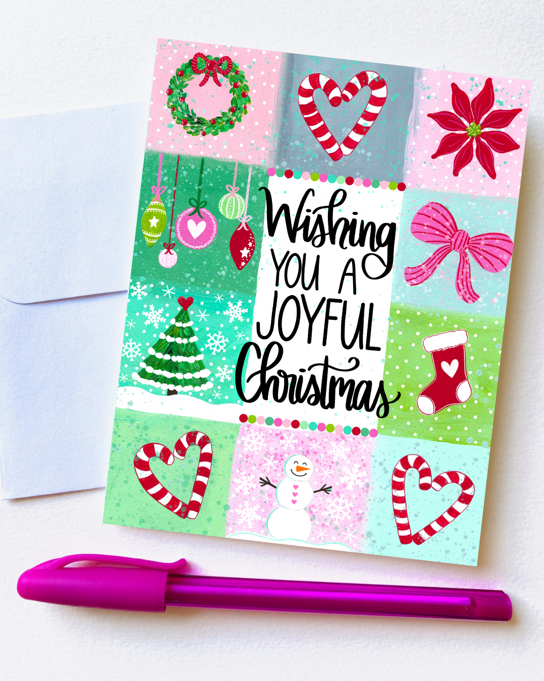 "Wishing You A Joyful Christmas” Card with Envelope