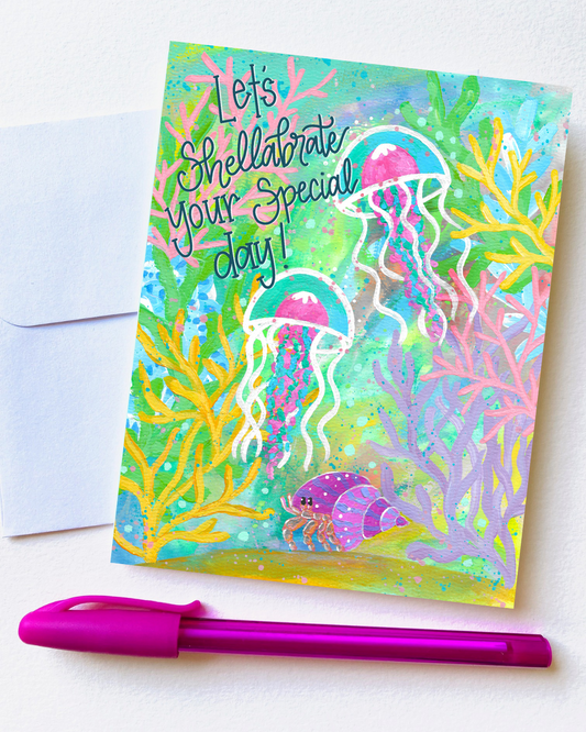 "Let's Shellabrate Your Special Day" Card with Envelope