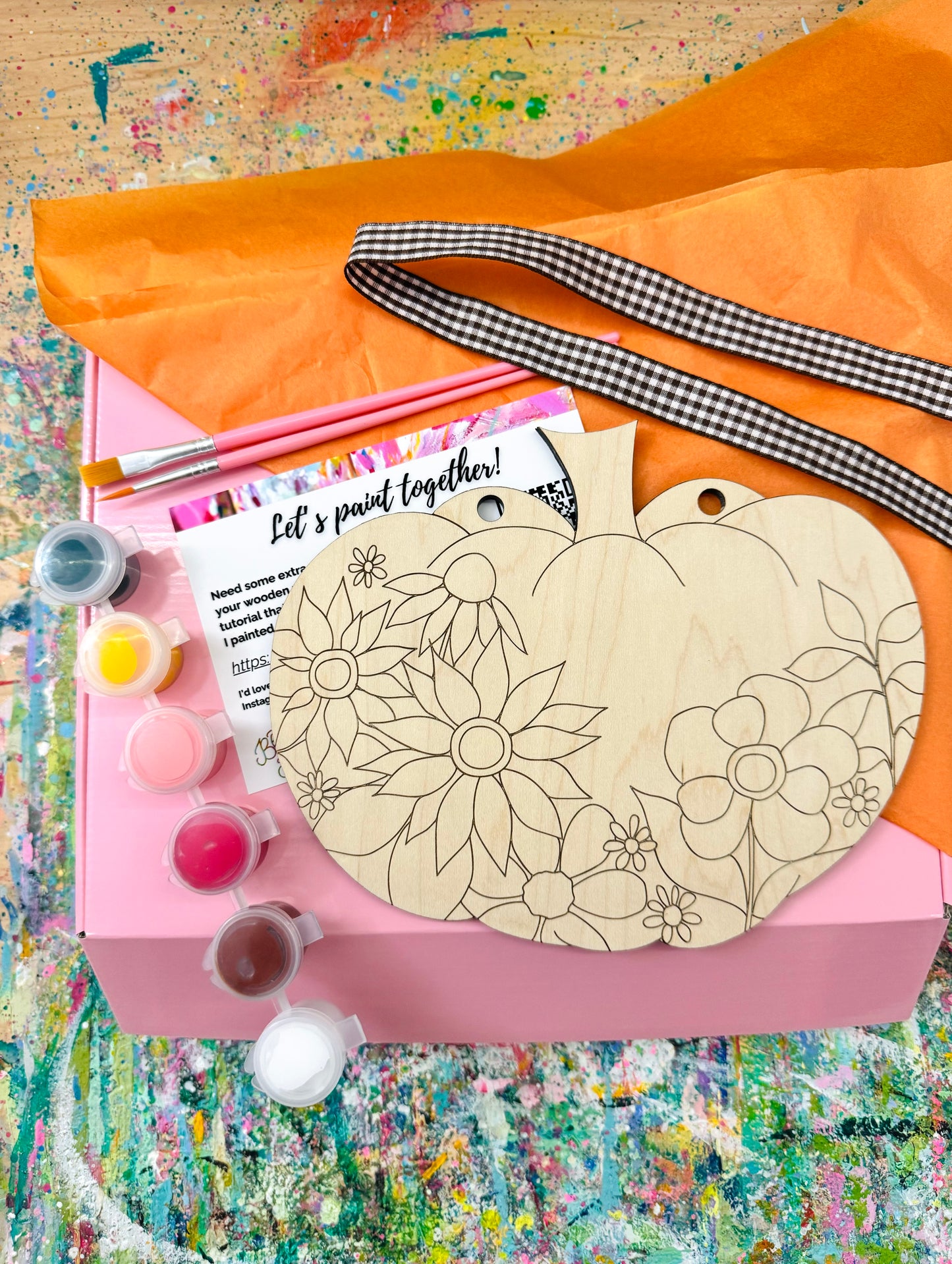 Pumpkin Floral Art KIT and Video TUTORIAL - Paint Your Own!