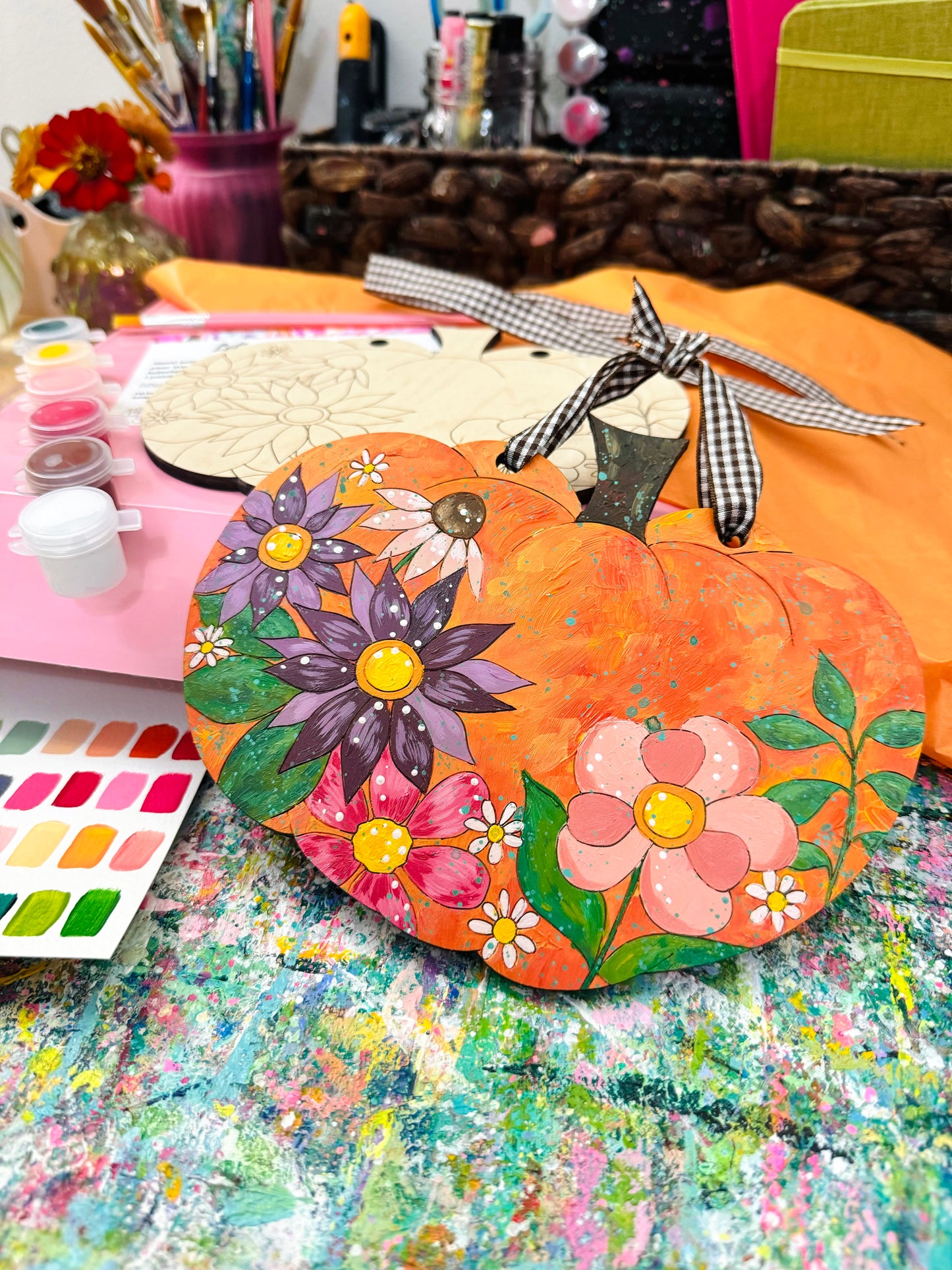 Pumpkin Floral Art KIT and Video TUTORIAL - Paint Your Own!