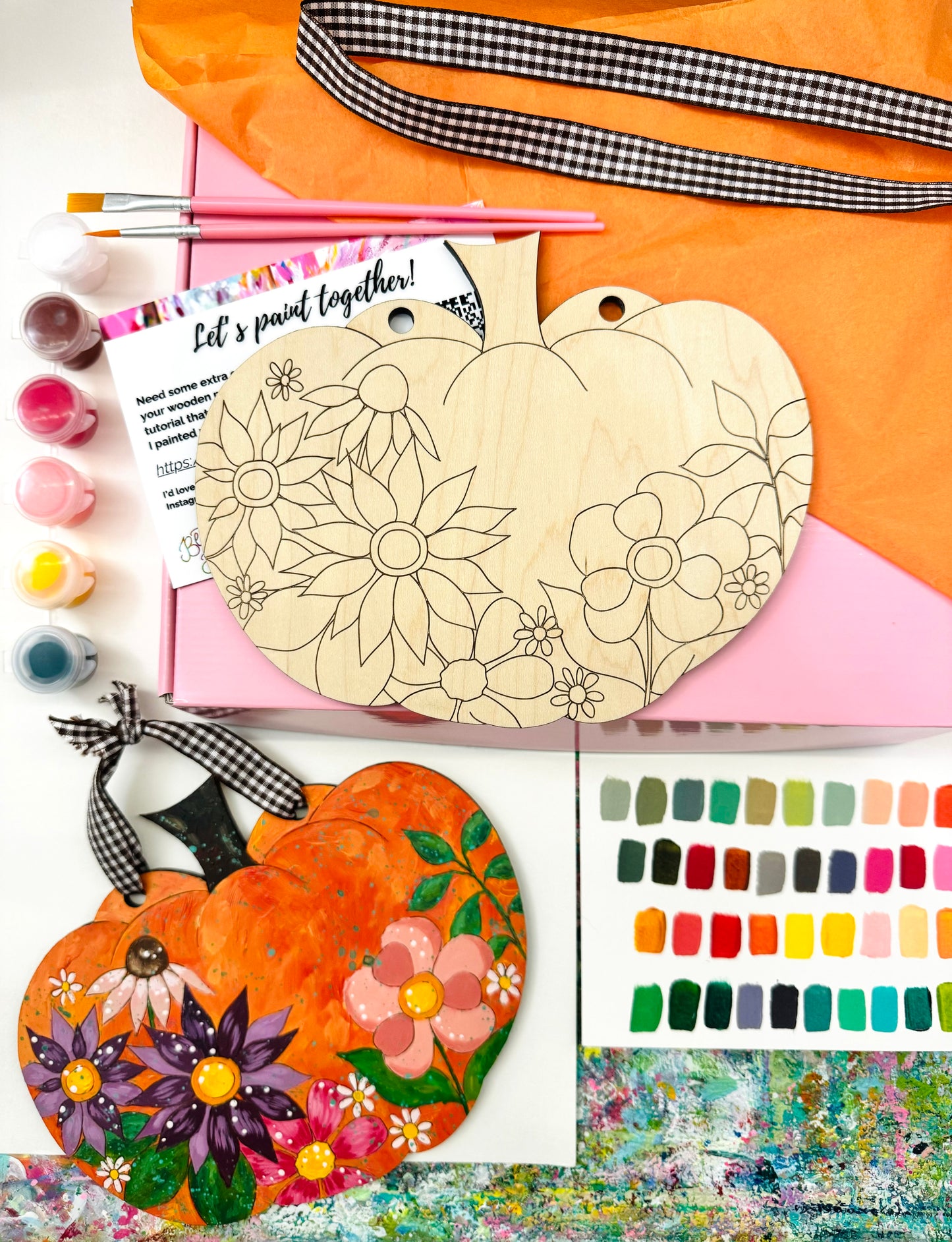 Pumpkin Floral Art KIT and Video TUTORIAL - Paint Your Own!