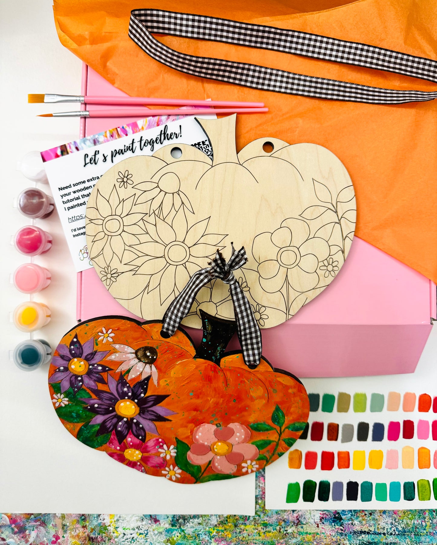 Pumpkin Floral Art KIT and Video TUTORIAL - Paint Your Own!