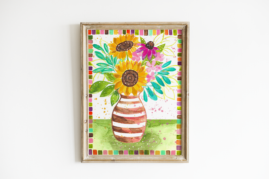 "Whimsical Sunflower Bouquet" Bethany Joy Art Print