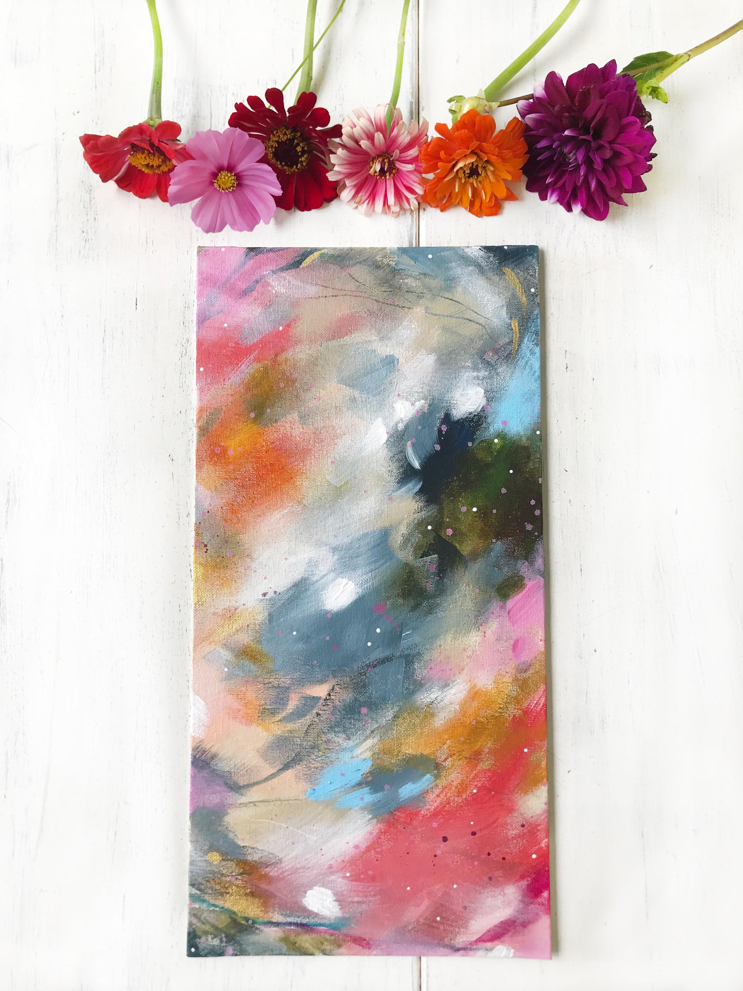 Abstract Original Painting "Love You Most" 8x16 inch Canvas Panel - Bethany Joy Art
