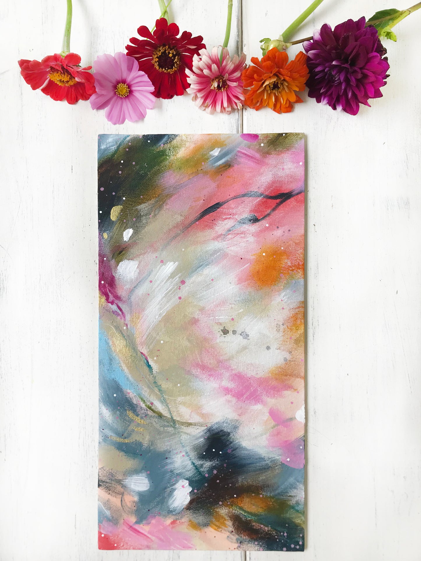 Abstract Original Painting "Love You More" 8x16 inch Canvas Panel - Bethany Joy Art