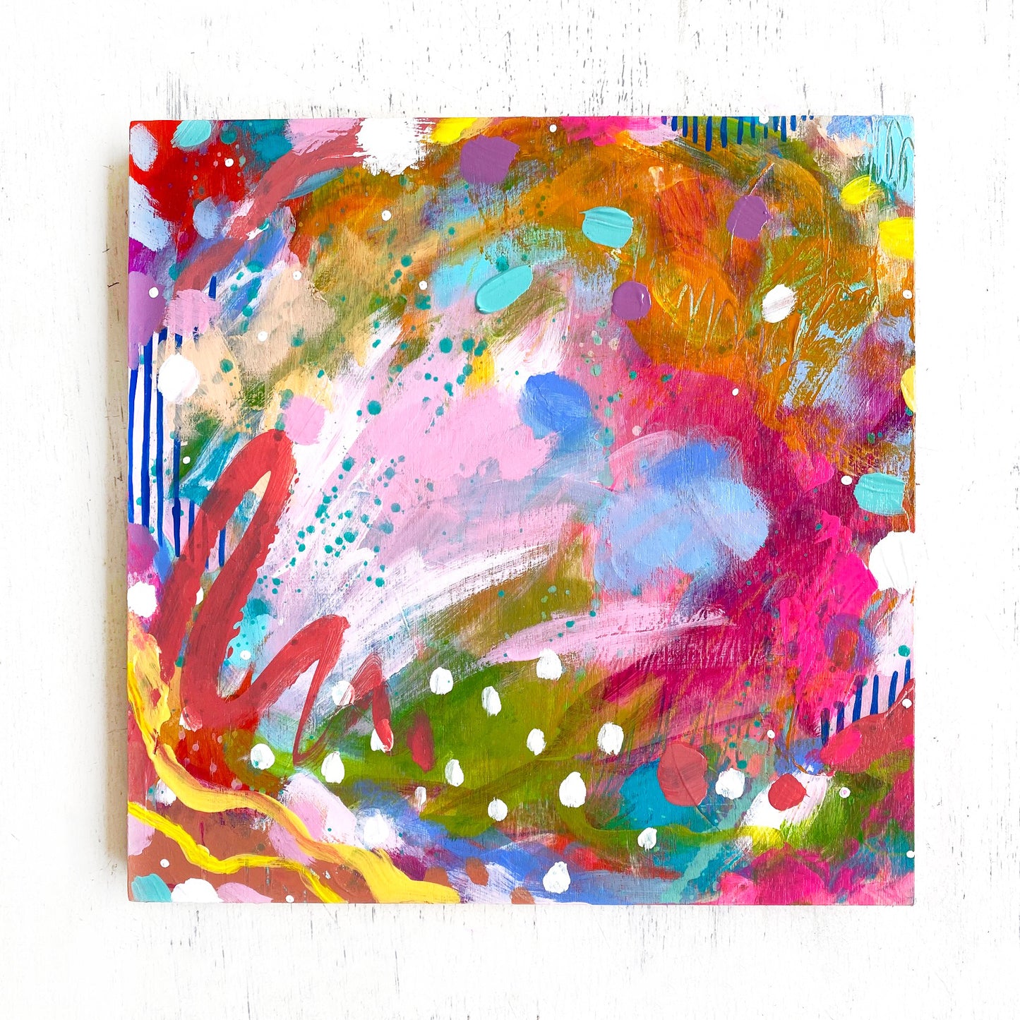 "With You, I am Home" Abstract Original Painting on 8x8 inch Wood Panel - Bethany Joy Art