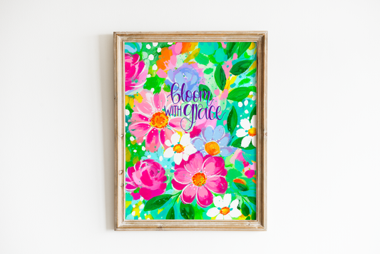 "Bloom with Grace Floral" Bethany Joy Art Print