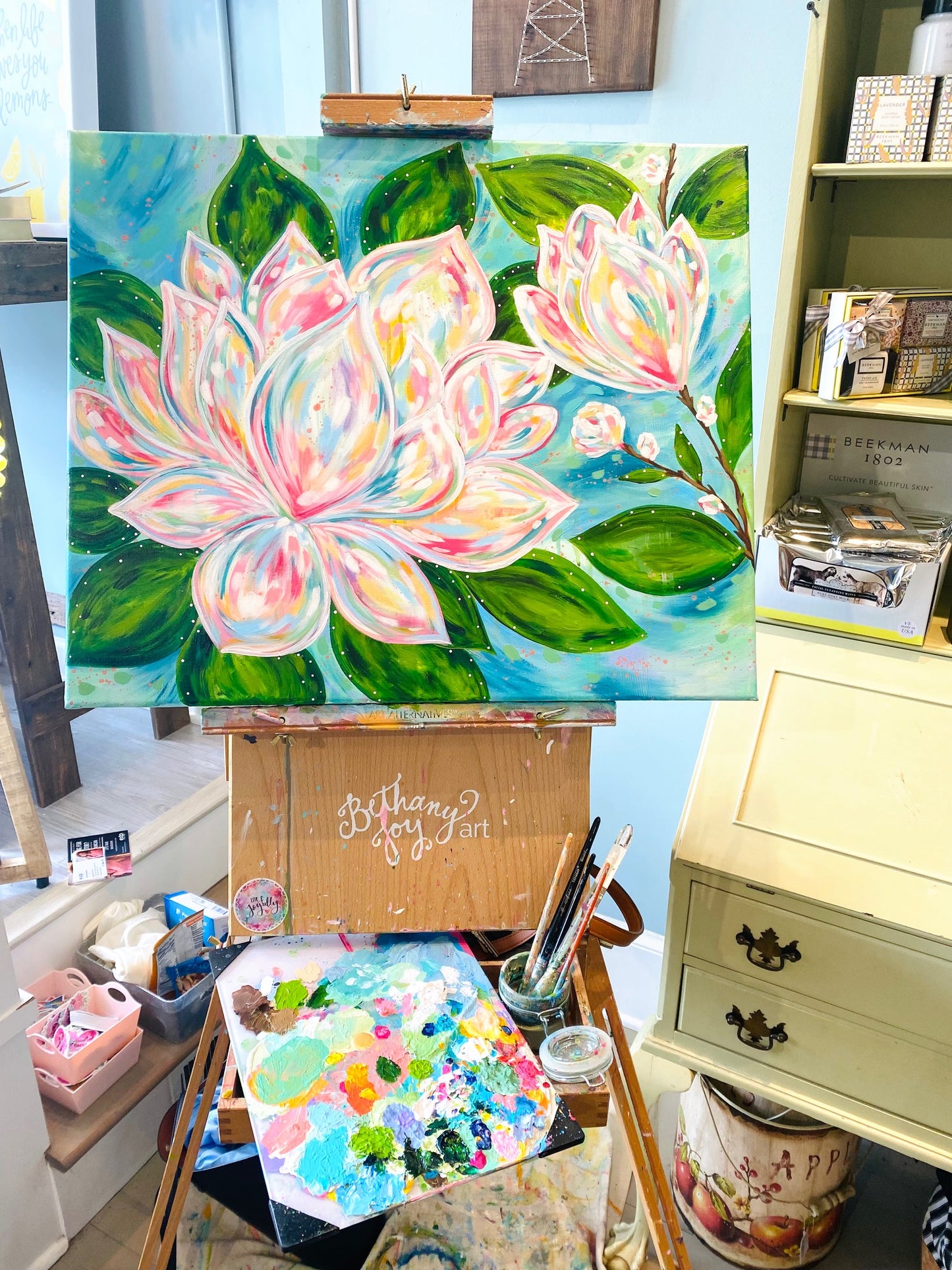 Magnolia 20x24 inch original floral painting on canvas