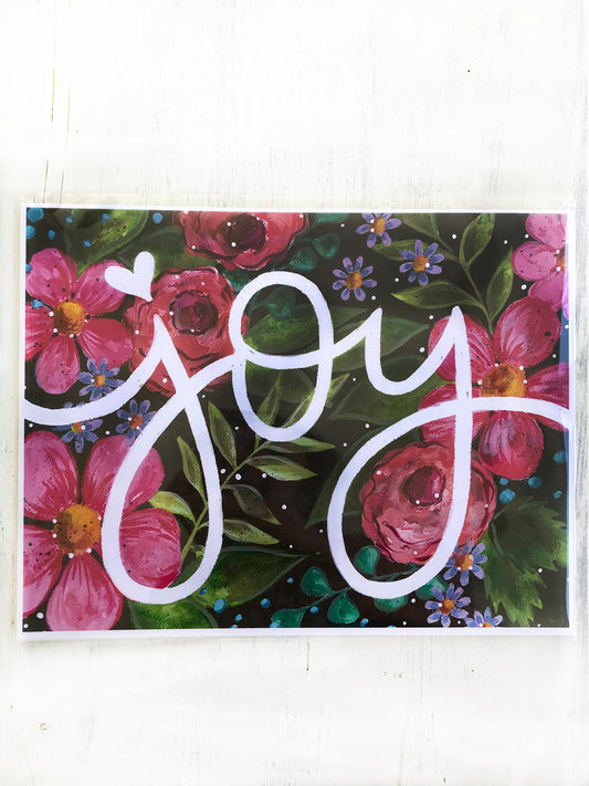 "Joy" Floral Inspirational 8.5x11 inch Art Print - Bethany Joy Art