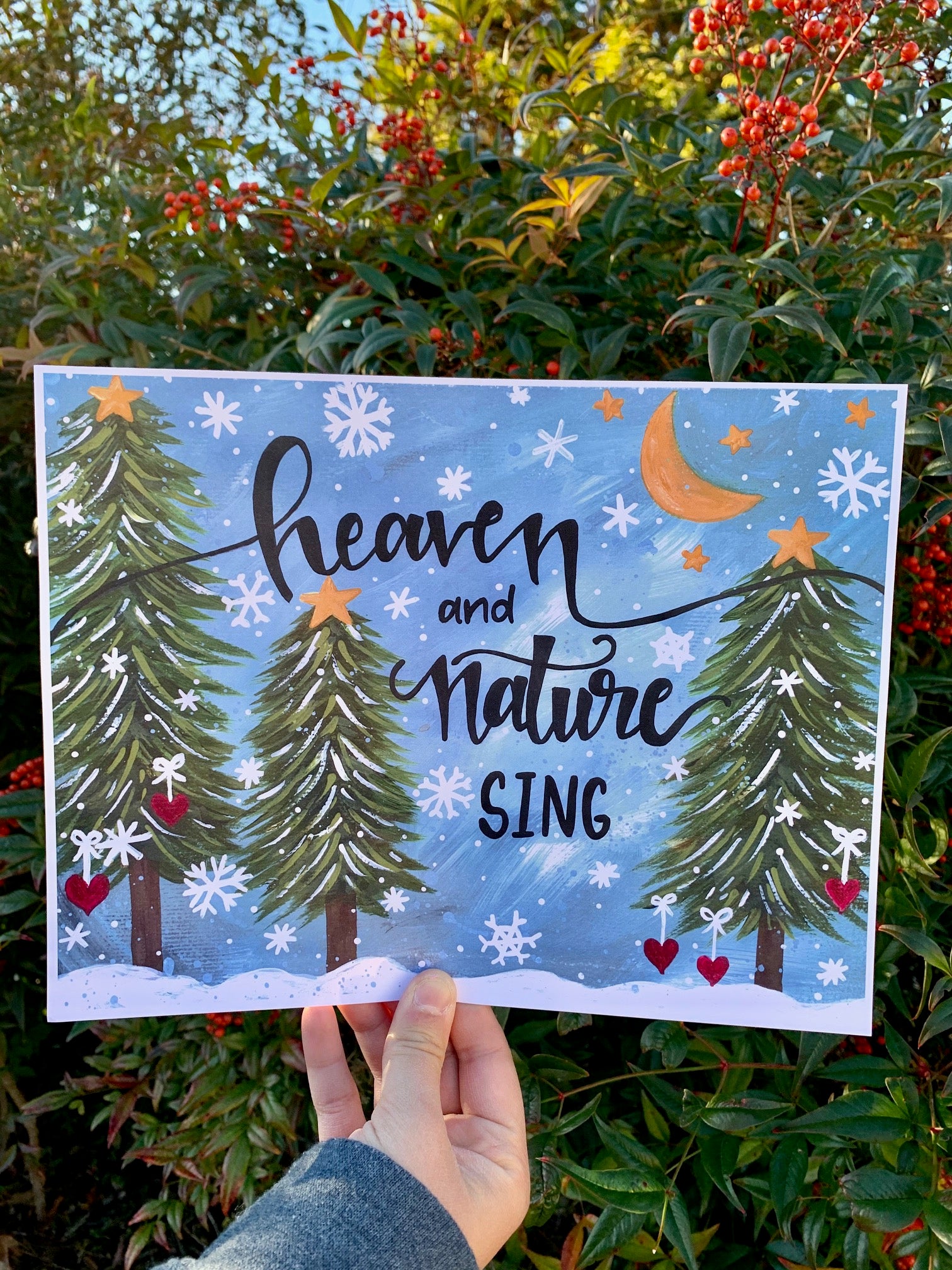 "Heaven and Nature Sing" Christmas 11x8.5 inch Art Print Holiday Home Decor - Bethany Joy Art