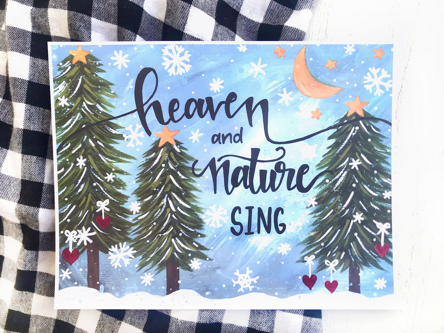 "Heaven and Nature Sing" Christmas 11x8.5 inch Art Print Holiday Home Decor - Bethany Joy Art