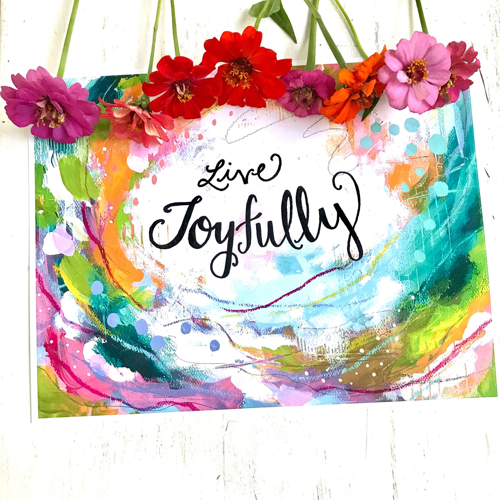 Inspirational Art Print "Live Joyfully"  8.5x11 inch art print - Bethany Joy Art