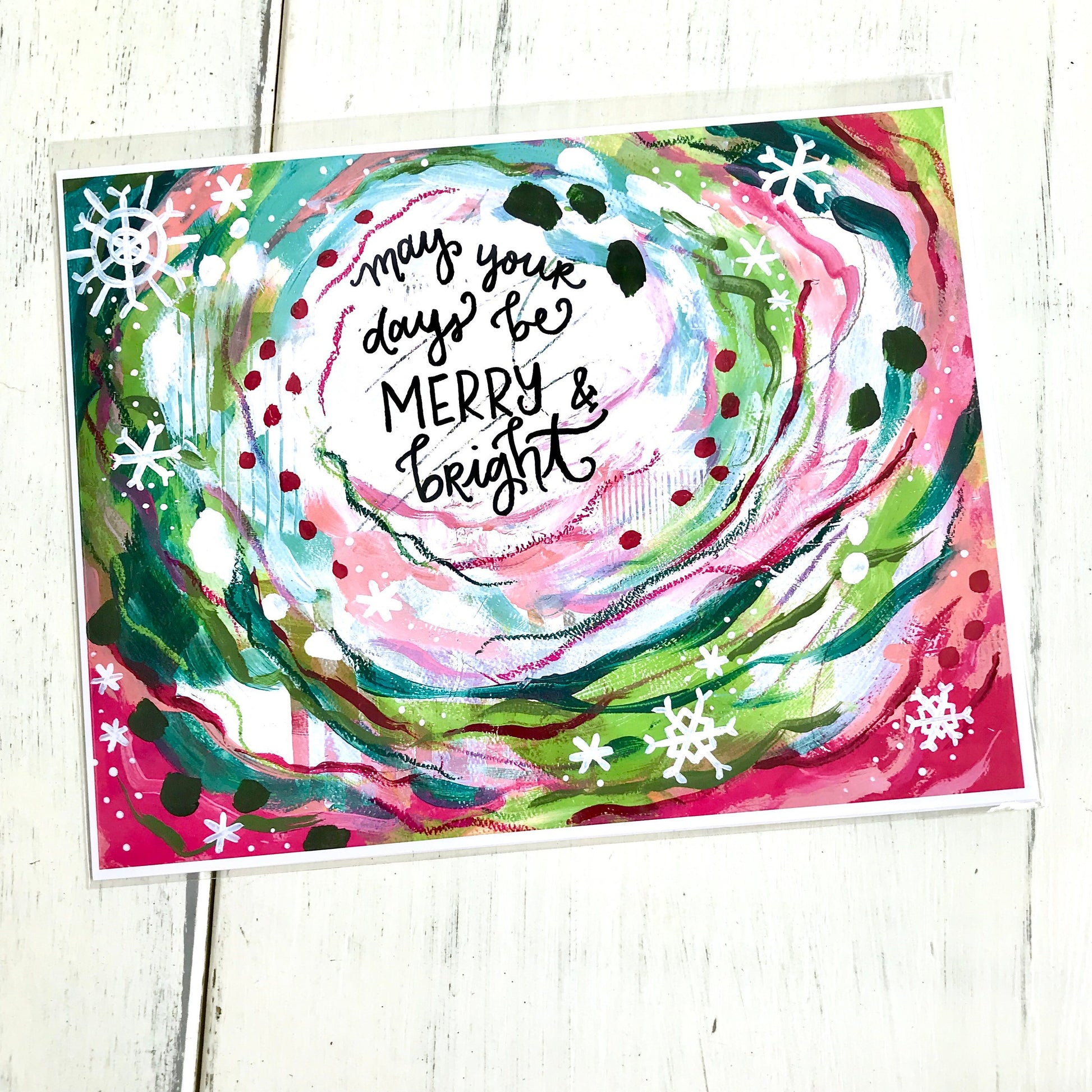 May your days be Merry and Bright / 11 x 8.5 inch inspirational art print / Christmas decorations / Holiday home decor / colorful art gift - Bethany Joy Art