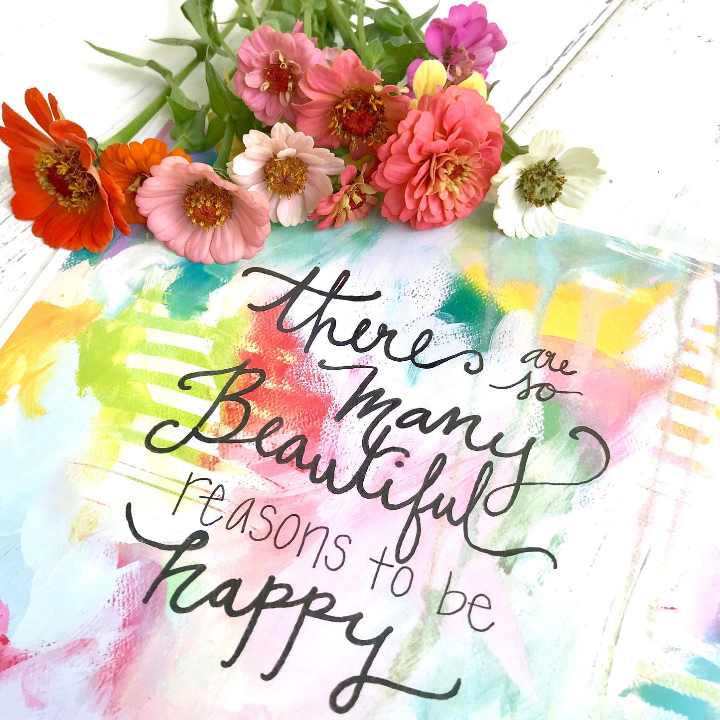 Mixed Media Art Print: "Reasons to be Happy" - Bethany Joy Art